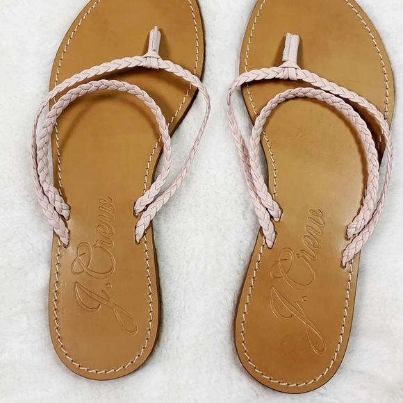 NEW J. Crew Capri Braided-Strap Flip-Flops Sandals In Pink/Tan - Picture 3 of 5